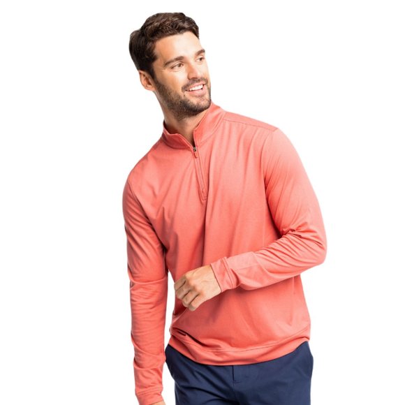 Southern Tide Backbarrier Heather Performance Quarter Zip – Heather Mineral Red
